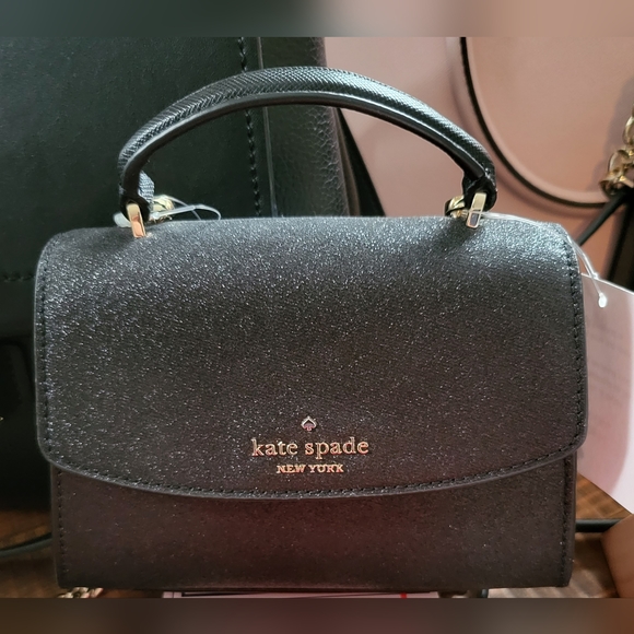 🏖️ NWT Kate Spade Micro Darcy Bag in Black Glitter - Picture 2 of 10